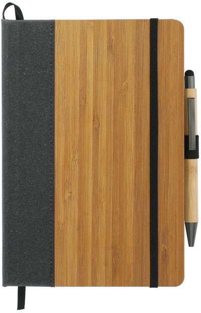 Am image of a Custom FSC Bamboo Bound JournalBook Bundle Set in Natural!