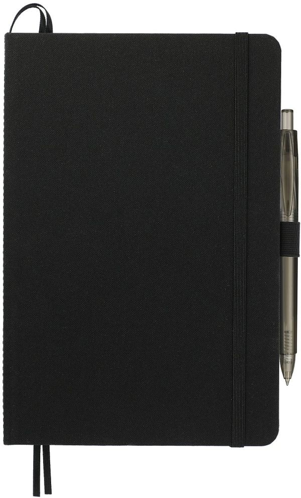 Am image of a Custom Recycled Marine Bound JournalBook Set in Black!