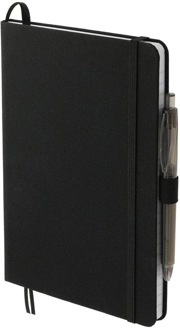 Am image of a Custom Recycled Marine Bound JournalBook Set in Black!