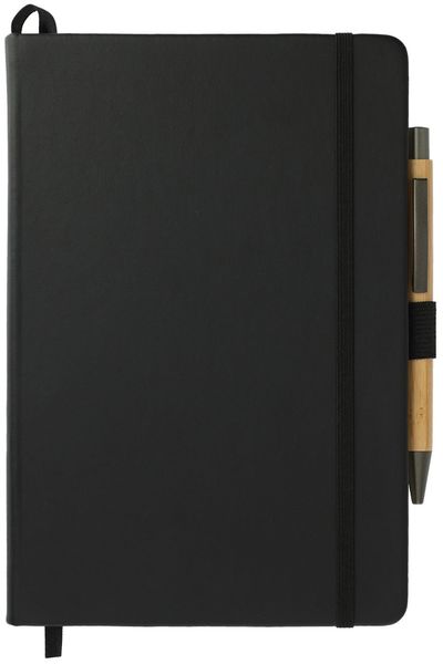 Am image of a Custom 5.5 x 8.5 inch Cactus Leather Bound JournalBook Set in Black!