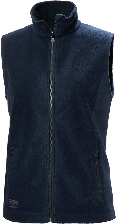 Am image of a Custom Helly Hansen Womens Manchester Fleece Vest in Navy!