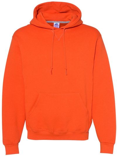 Am image of a Custom Russell Athletic Dri Power Fleece Hoodie in Burnt Orange!