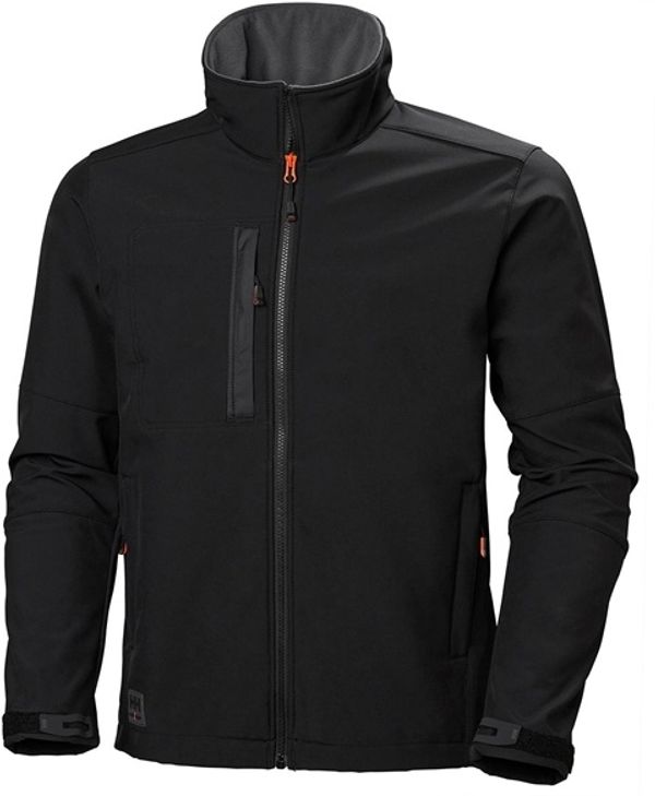 Am image of a Custom Helly Hansen Men's Kensington Softshell Jacket in Black!