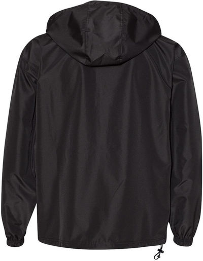 Am image of a Custom Champion Packable Anorak Jacket in Black!