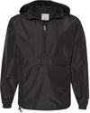 Am image of a Custom Champion Packable Anorak Jacket in Black!