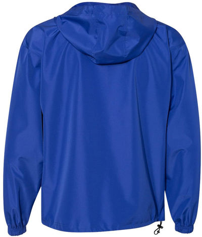 Am image of a Custom Champion Packable Anorak Jacket in Royal!