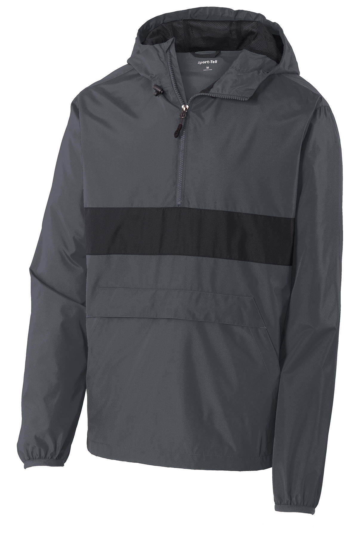 SportTek Zipped Pocket Anorak in Graphite Grey/ Black