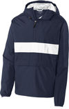 Am image of a Custom SportTek Zipped Pocket Anorak in True Navy/ White!