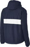 Am image of a Custom SportTek Zipped Pocket Anorak in True Navy/ White!