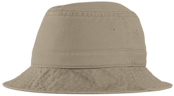 Am image of a Custom Port Authority Bucket Hat in Khaki!