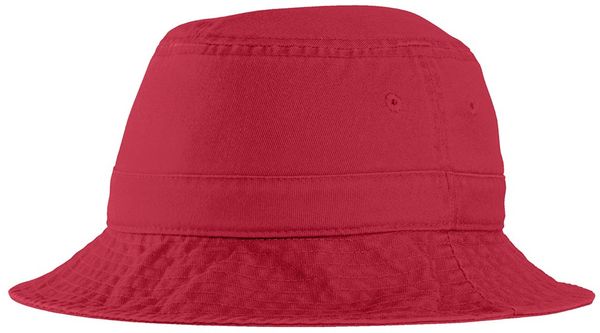 Am image of a Custom Port Authority Bucket Hat in Red!