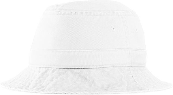 Am image of a Custom Port Authority Bucket Hat in White!
