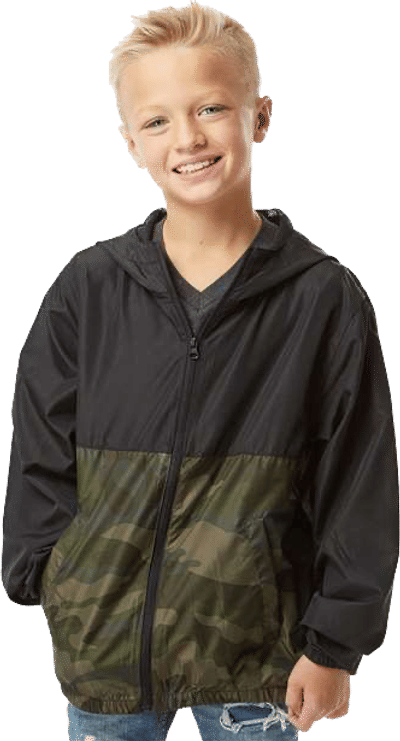 An image of a Custom Independent Trading Co Youth Lightweight Windbreaker Jacket!
