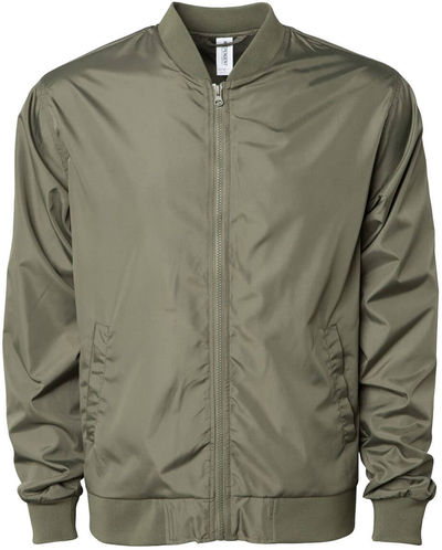 Am image of a Custom Independent Trading Co Lightweight Bomber Jacket in Army!