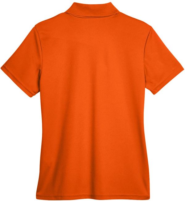 Am image of a Custom Core365 Ladies Origin Performance Pique Polo in Campus Orange!