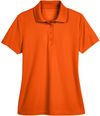 Am image of a Custom Core365 Ladies Origin Performance Pique Polo in Campus Orange!