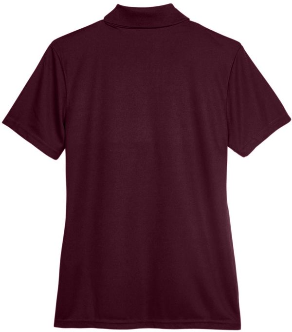 Am image of a Custom Core365 Ladies Origin Performance Pique Polo in Burgundy!