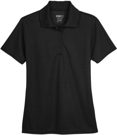 Am image of a Custom Core365 Ladies Origin Performance Pique Polo in Black!