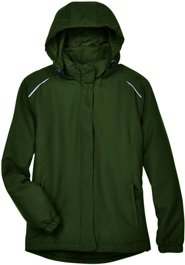 Am image of a Custom Core365 Ladies Brisk Insulated Jacket in Forest!
