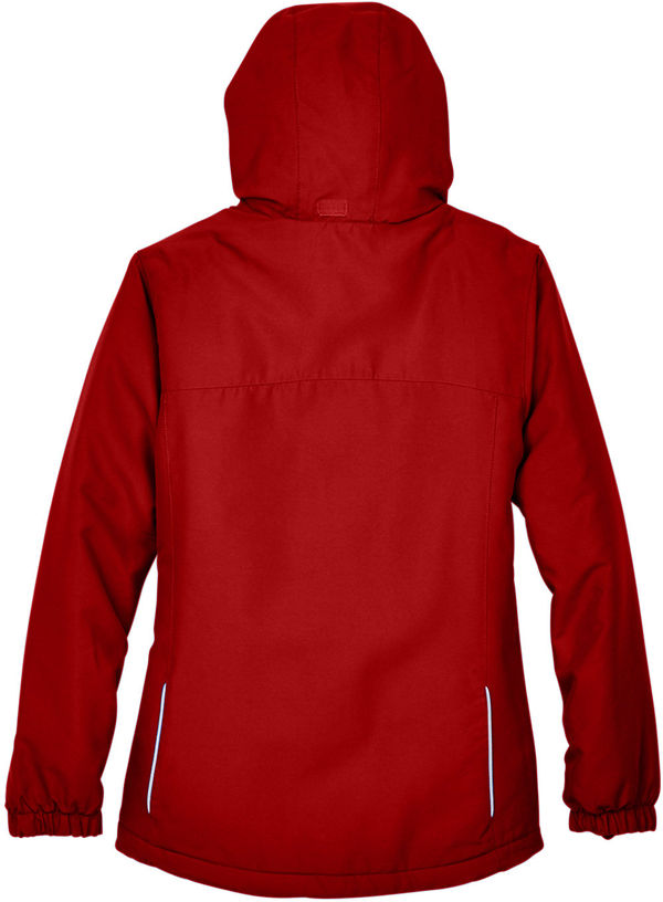 Am image of a Custom Core365 Ladies Brisk Insulated Jacket in Classic Red!