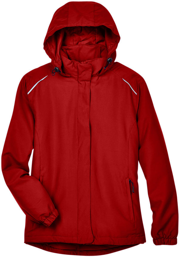 Am image of a Custom Core365 Ladies Brisk Insulated Jacket in Classic Red!