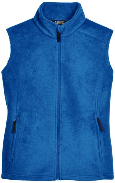 Am image of a Custom Core 365 Ladies' Journey Fleece Vest in True Royal!