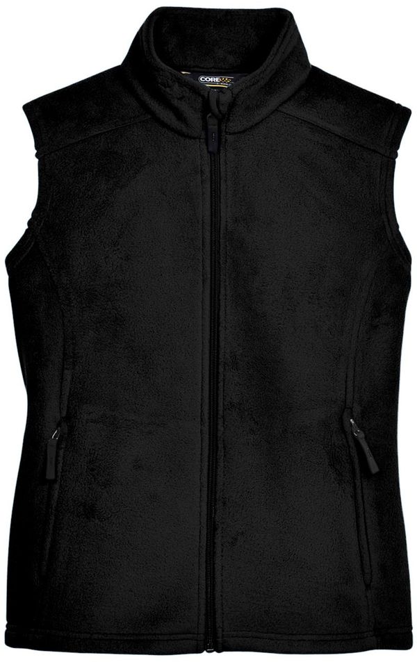 Am image of a Custom Core 365 Ladies' Journey Fleece Vest in Black!