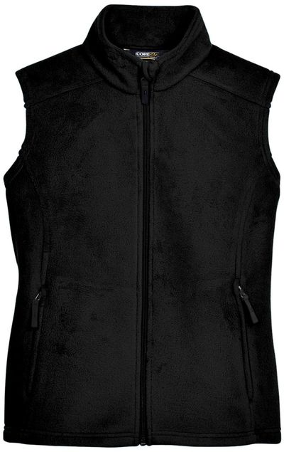 Am image of a Custom Core 365 Ladies' Journey Fleece Vest in Black!