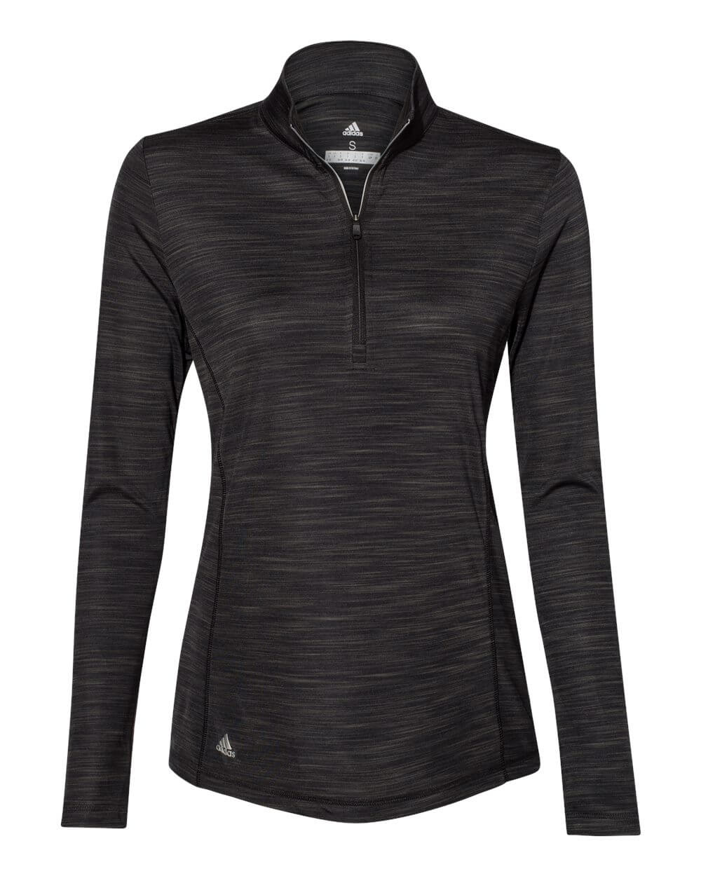 Adidas Womens Lightweight Melange Quarter Zip Pullover in Black Melange