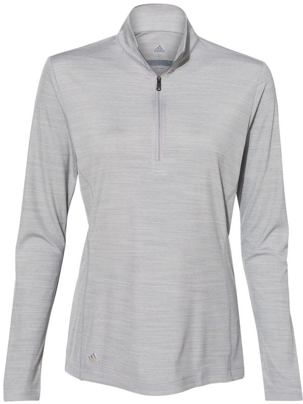 Am image of a Custom Adidas Womens Lightweight Melange Quarter Zip Pullover in Mid Grey Melange!