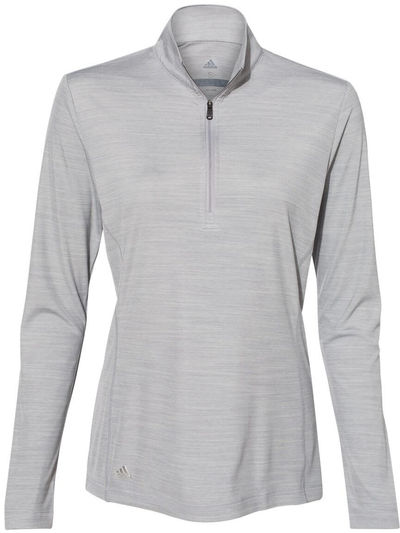 Am image of a Custom Adidas Womens Lightweight Melange Quarter Zip Pullover in Mid Grey Melange!