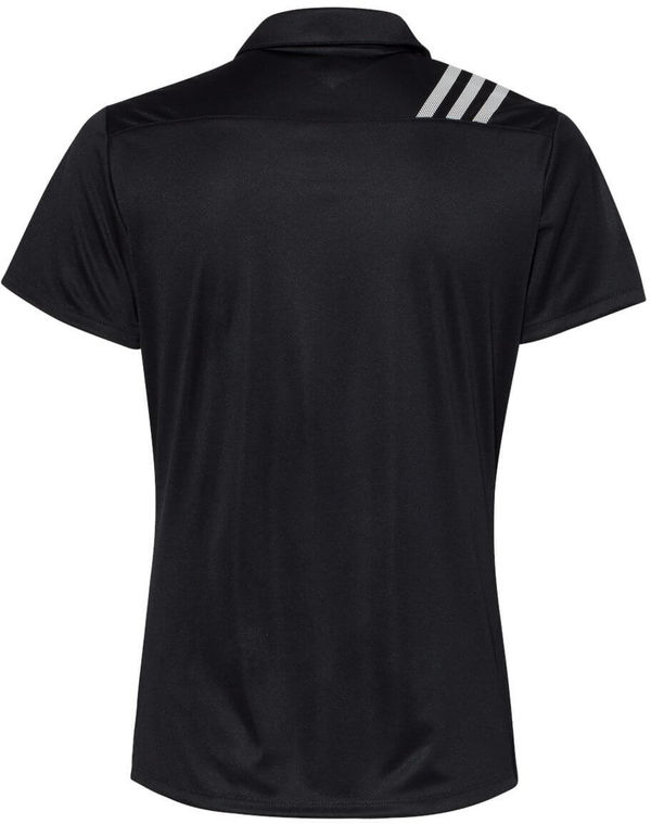 Am image of a Custom Adidas Womens 3 Stripes Shoulder Sport Shirt in Black/White!