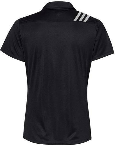 Am image of a Custom Adidas Womens 3 Stripes Shoulder Sport Shirt in Black/White!