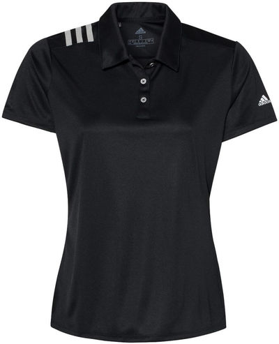 Am image of a Custom Adidas Womens 3 Stripes Shoulder Sport Shirt in Black/White!