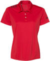 Am image of a Custom Adidas Womens 3 Stripes Shoulder Sport Shirt in Collegiate Red/Black!