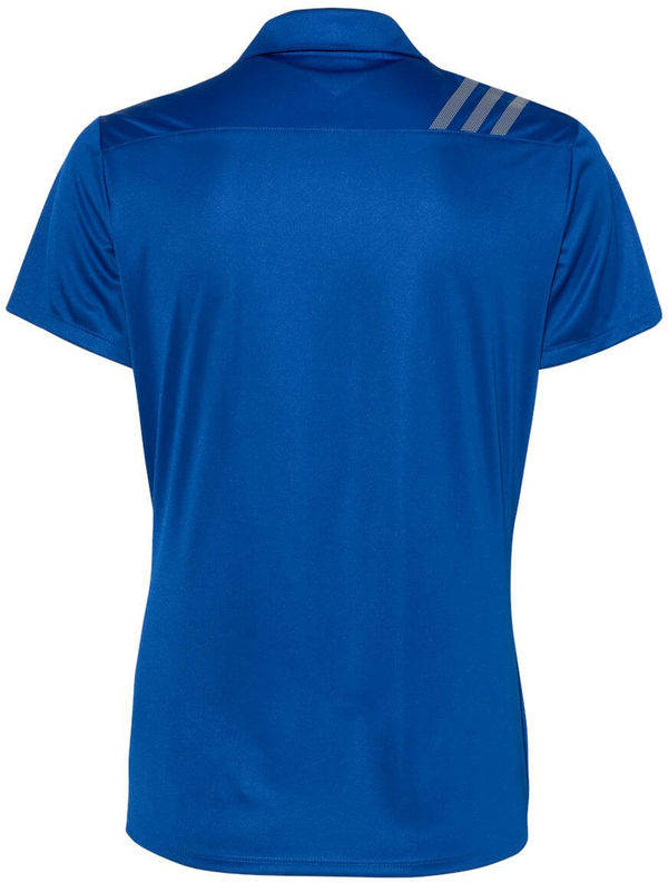 Am image of a Custom Adidas Womens 3 Stripes Shoulder Sport Shirt in Collegiate Royal/Grey!