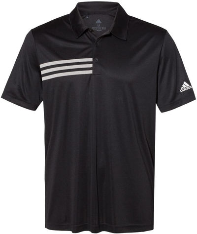 Am image of a Custom Adidas 3 Stripes Chest Sport Shirt in Black/White!