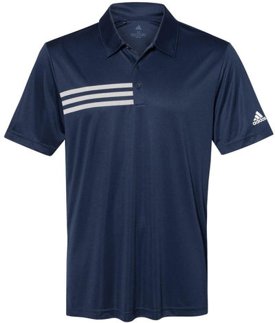 Am image of a Custom Adidas 3 Stripes Chest Sport Shirt in Collegiate Navy/White!
