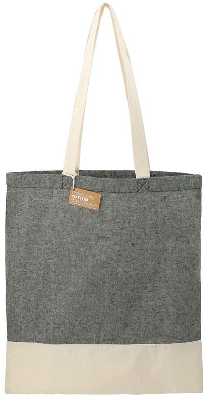Am image of a Custom Split Recycled 5oz Cotton Twill Convention Tote in Black!
