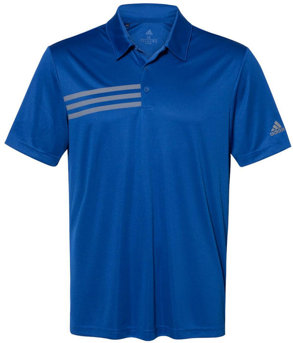 Am image of a Custom Adidas 3 Stripes Chest Sport Shirt in Collegiate Royal/Grey Three!