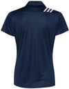 Am image of a Custom Adidas Womens 3 Stripes Shoulder Sport Shirt in Collegiate Navy/White!