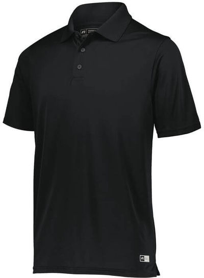 Am image of a Custom Russell Athletic Essential Polo in Black!