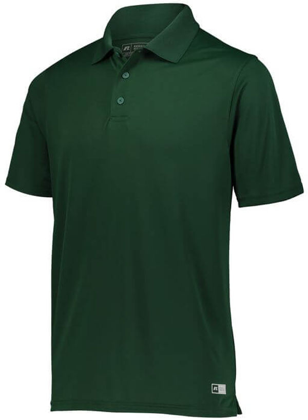 Am image of a Custom Russell Athletic Essential Polo in Dark Green!