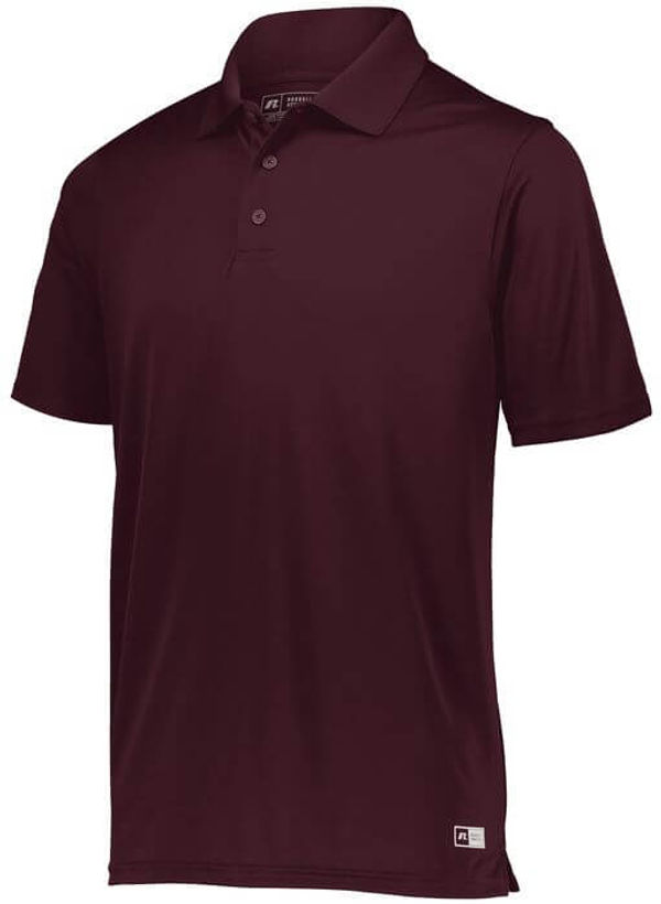 Am image of a Custom Russell Athletic Essential Polo in Maroon!