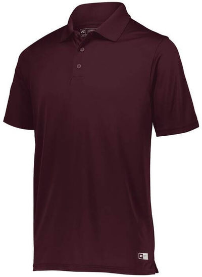 Am image of a Custom Russell Athletic Essential Polo in Maroon!