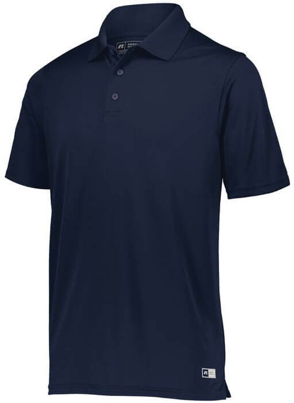 Am image of a Custom Russell Athletic Essential Polo in Navy!