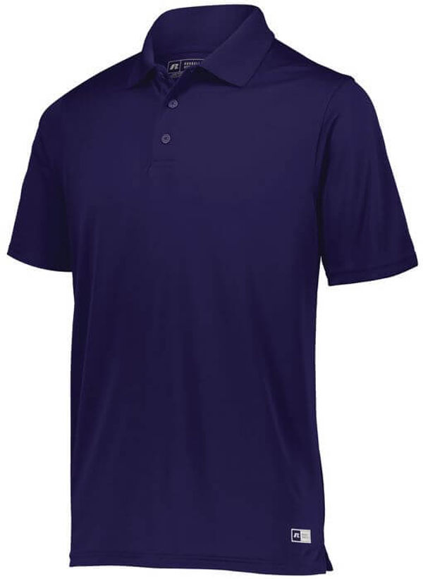 Am image of a Custom Russell Athletic Essential Polo in Purple!