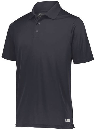 Am image of a Custom Russell Athletic Essential Polo in Stealth!