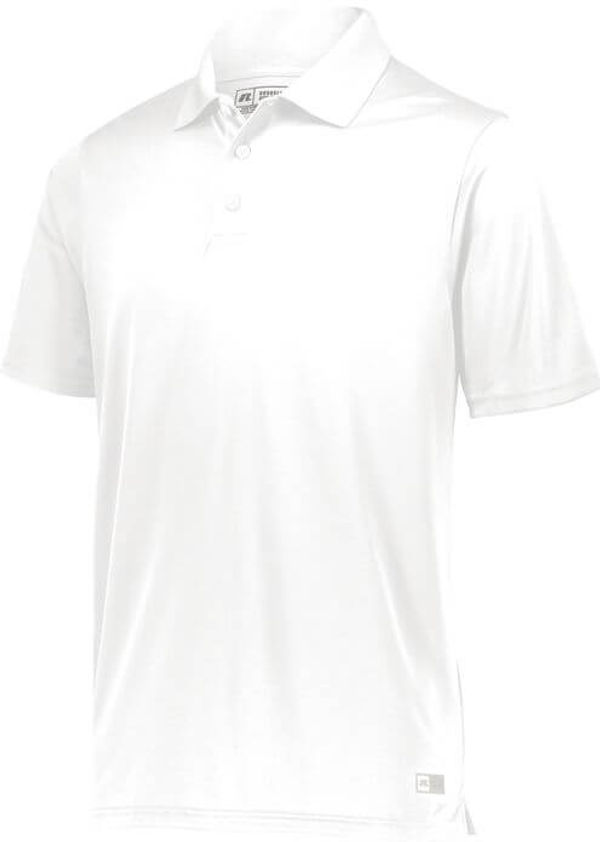 Am image of a Custom Russell Athletic Essential Polo in White!