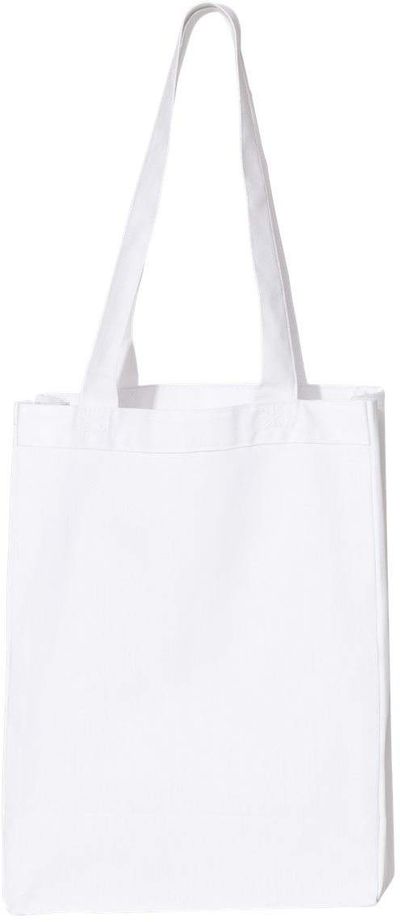 Am image of a Custom QTees 12L Gussetted Shopping Bag in White!